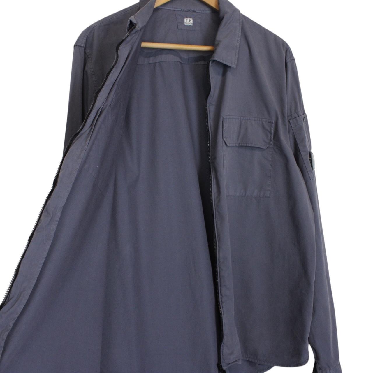 CP Company Grey Full Zip Cotton Lens Overshirt Jacket
