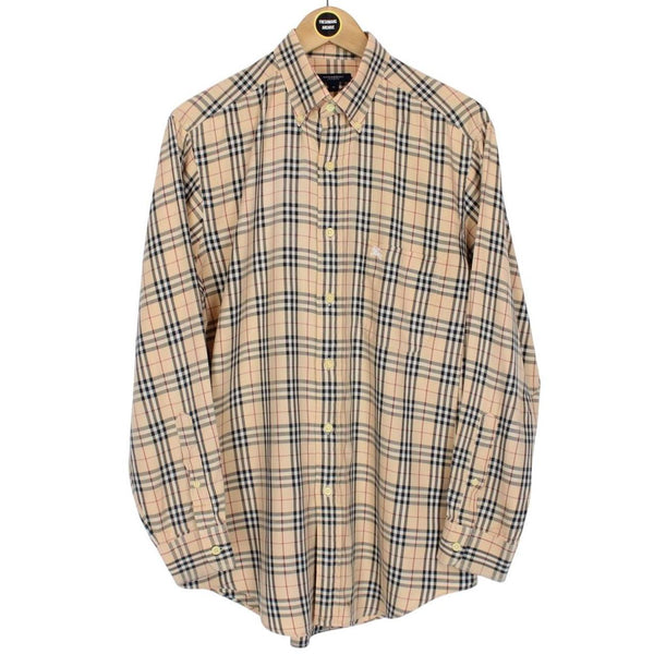 Vintage Burberry London Beige Nova Check Cotton Long Sleeve Shirt