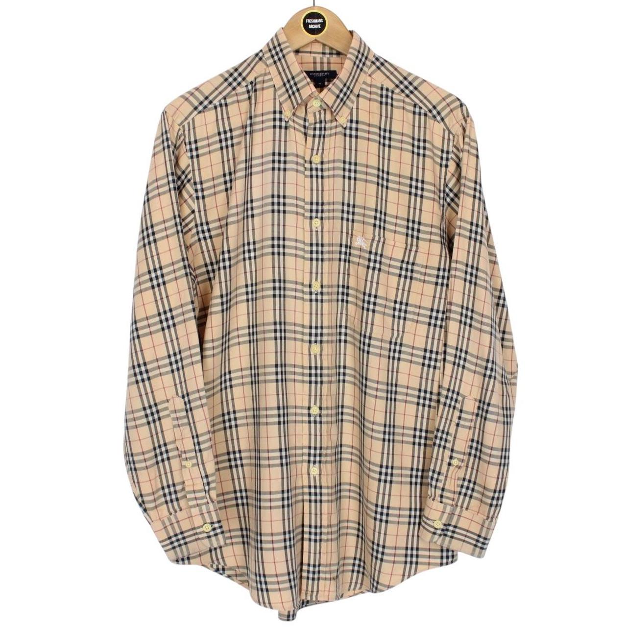 Vintage Burberry London Beige Nova Check Cotton Long Sleeve Shirt