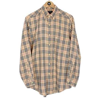 Vintage Burberry London Beige Nova Check Cotton Long Sleeve Shirt