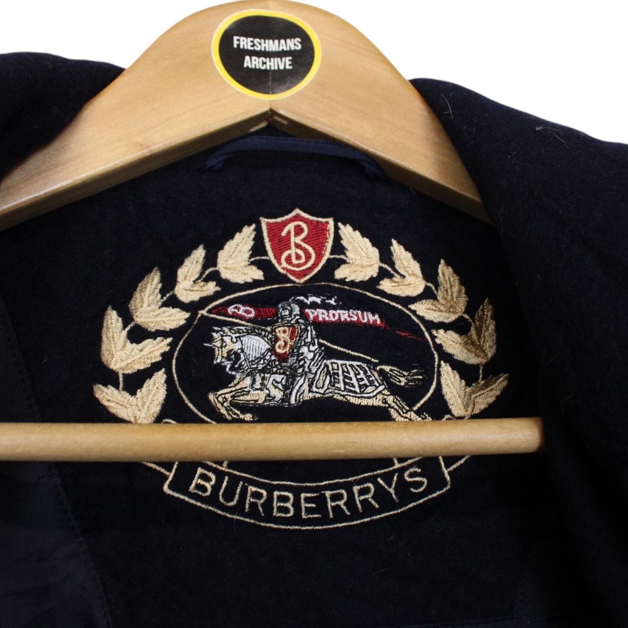 Vintage 90s Burberry Navy Blue Lambswool Coat