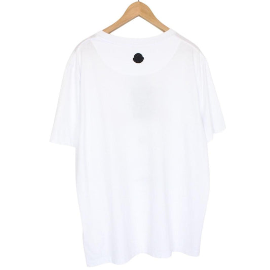 Moncler White Logo Print Short Sleeve Cotton T-Shirt