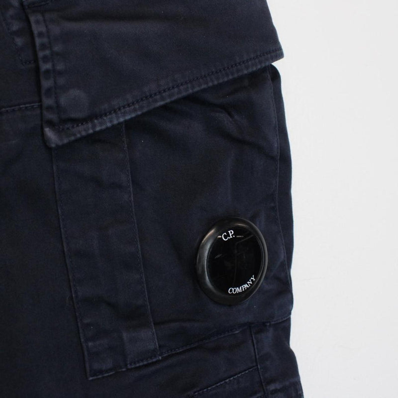 CP Company Navy Blue Cotton Lens Cargo Shorts