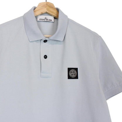 Stone Island SS 2024 Light Blue Short Sleeve Compass Cotton Polo Shirt