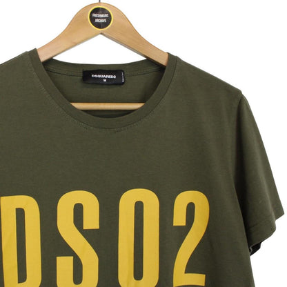 Dsquared2 Khaki Green Logo Print Short Sleeve Cotton T-Shirt
