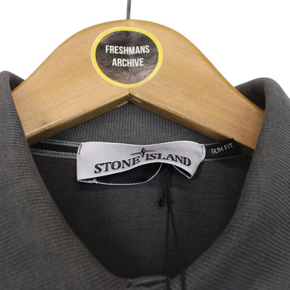 Stone Island Charcoal Grey Organic Cotton Short Sleeve Compass Polo Shirt