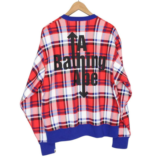 Bape London Store Multicoloured Check RLX Crew Neck Logo Print Sweatshirt Jumper