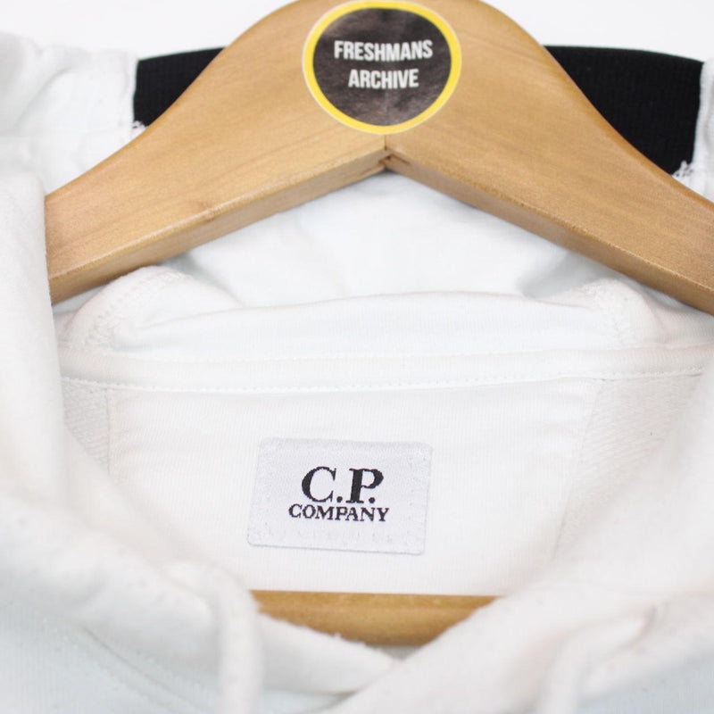 CP Company White Cotton Lens Hoodie Jumper