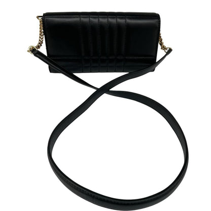 Burberry black and gold quilted leather small Lola shoulder bag with logo detail.