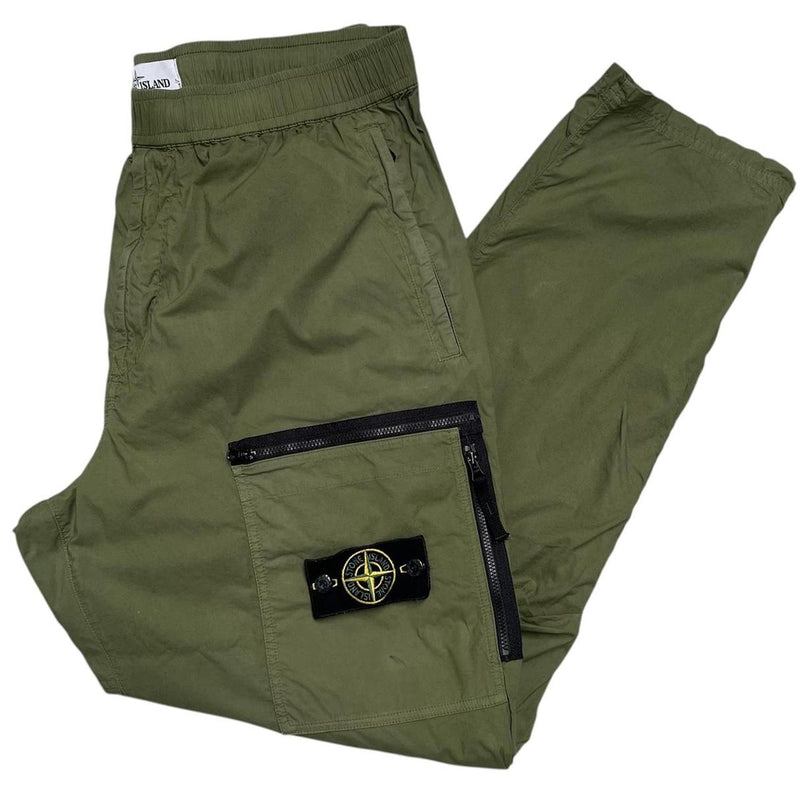 Stone Island SS 2022 Green and Black RE-T Fit Cargo Trousers