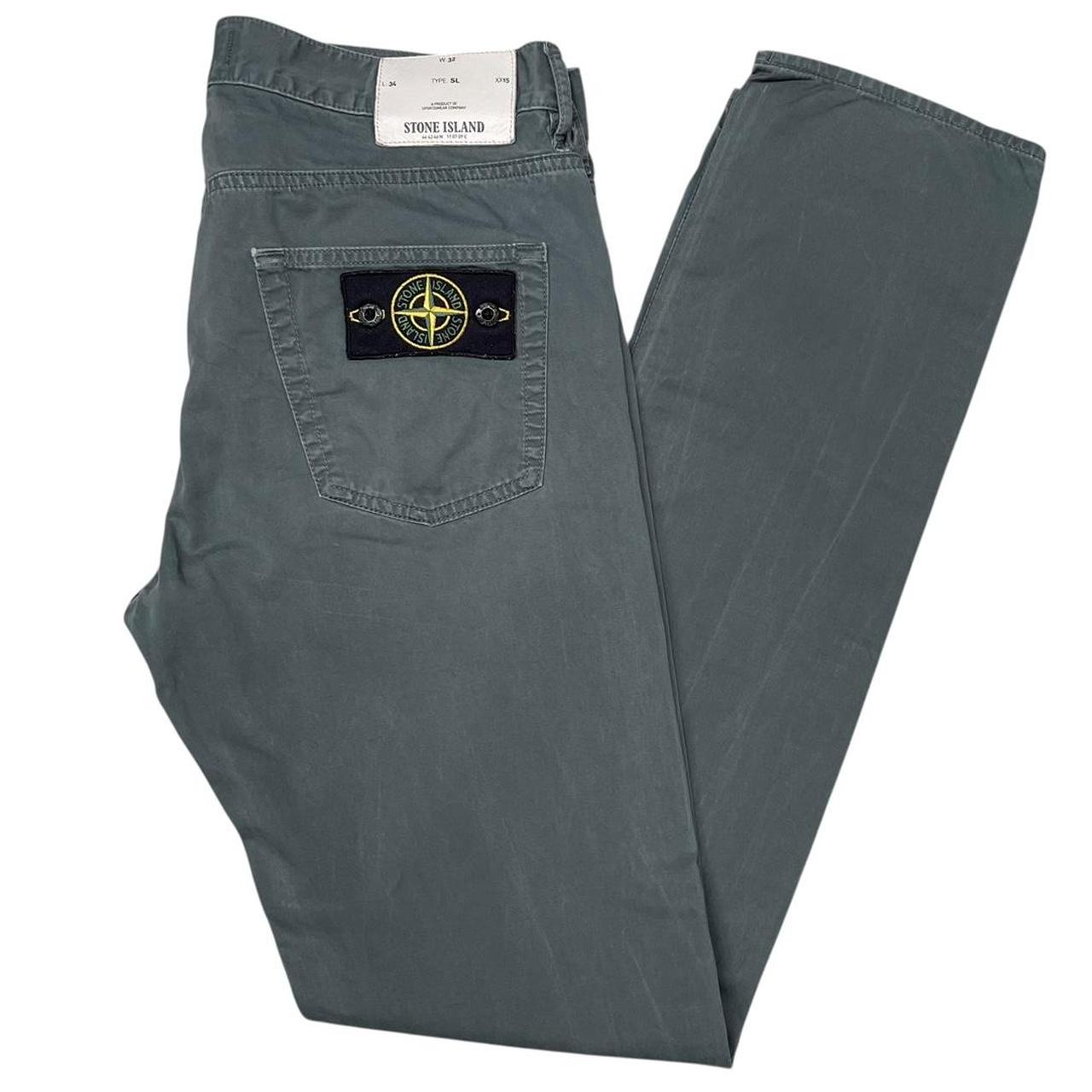 Stone Island Grey Slim Fit Cotton Trousers