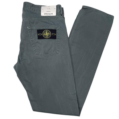 Stone Island Grey Slim Fit Cotton Trousers