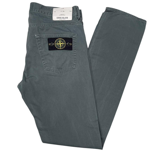 Stone Island Grey Slim Fit Cotton Trousers
