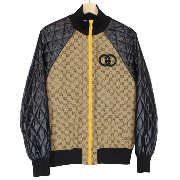 Gucci Beige and Black GG Monogram Full Zip Canvas/Nylon Jacket