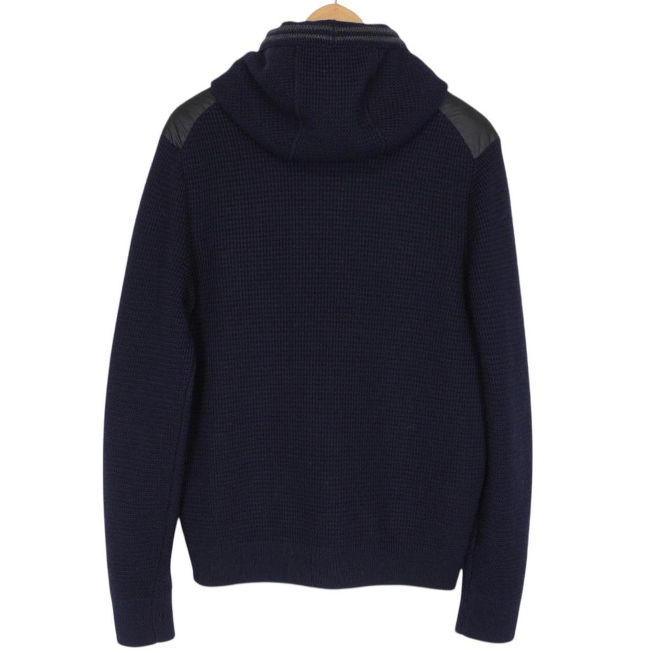 Moncler Navy Blue Wool/Nylon Hooded Maglione Tricot Cardigan Jacket