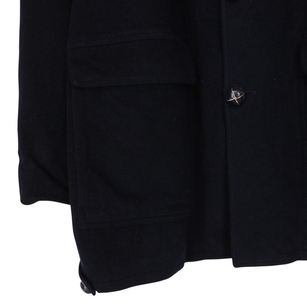 Vintage 90s Burberry Navy Blue Nova Check Lined Virgin Wool Coat