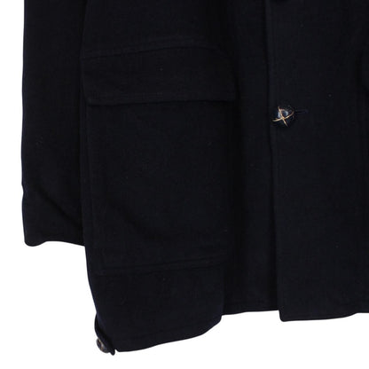 Vintage 90s Burberry Navy Blue Nova Check Lined Virgin Wool Coat