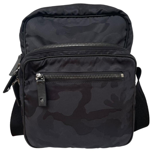 Valentino Garavani Black Camo Nylon Crossbody Messenger Bag