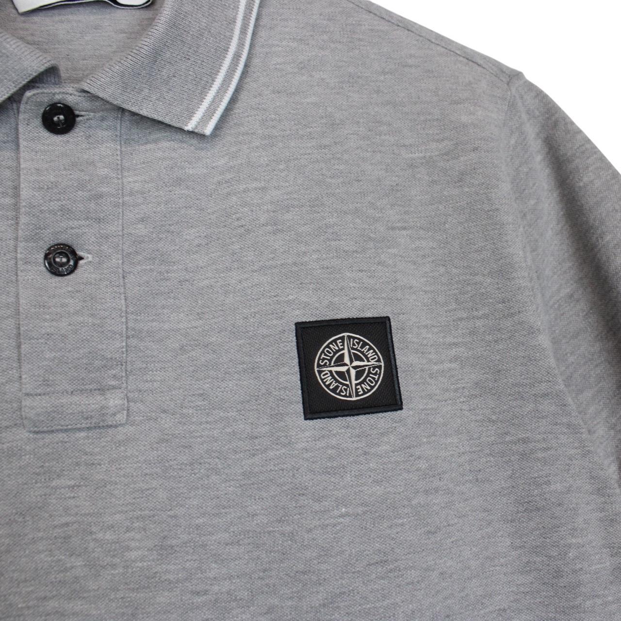 Stone Island Grey Short Sleeve Compass Cotton Polo Shirt