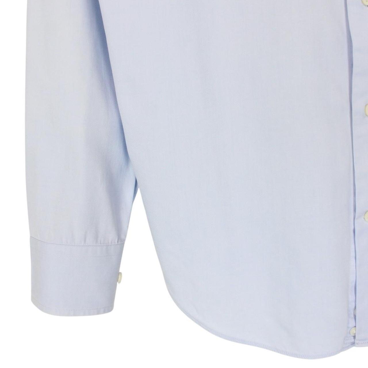Armani light blue long sleeve cotton shirt with subtle collar discolouration.
