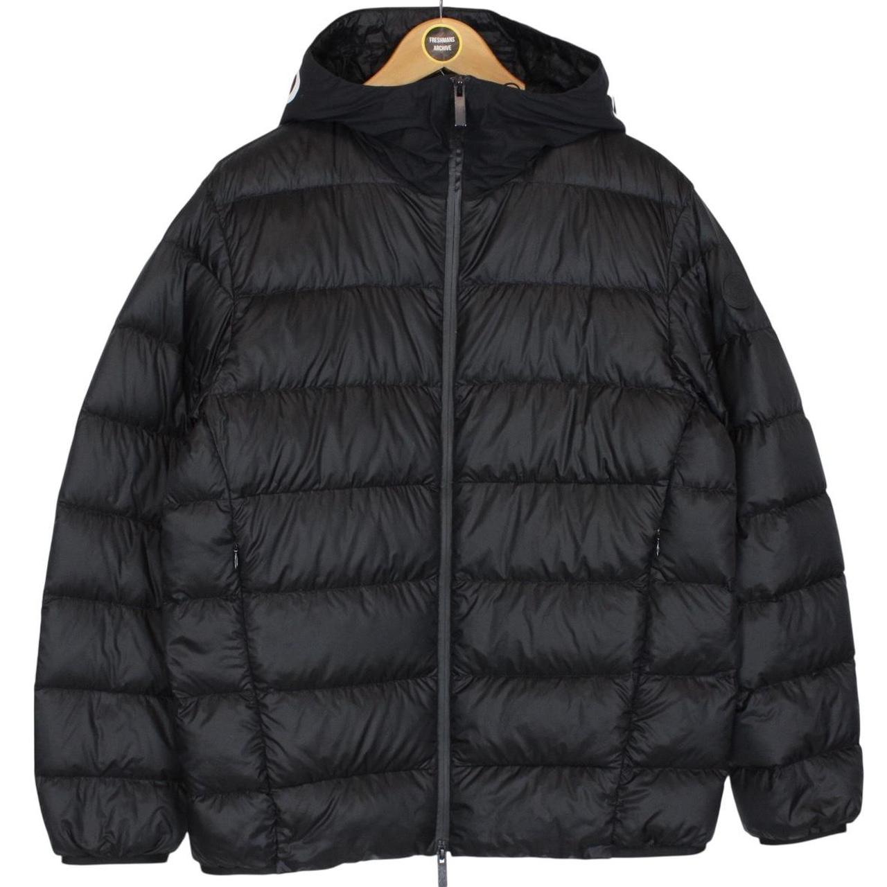 Moncler Provins Black and White Full Zip Hooded Down Jacket