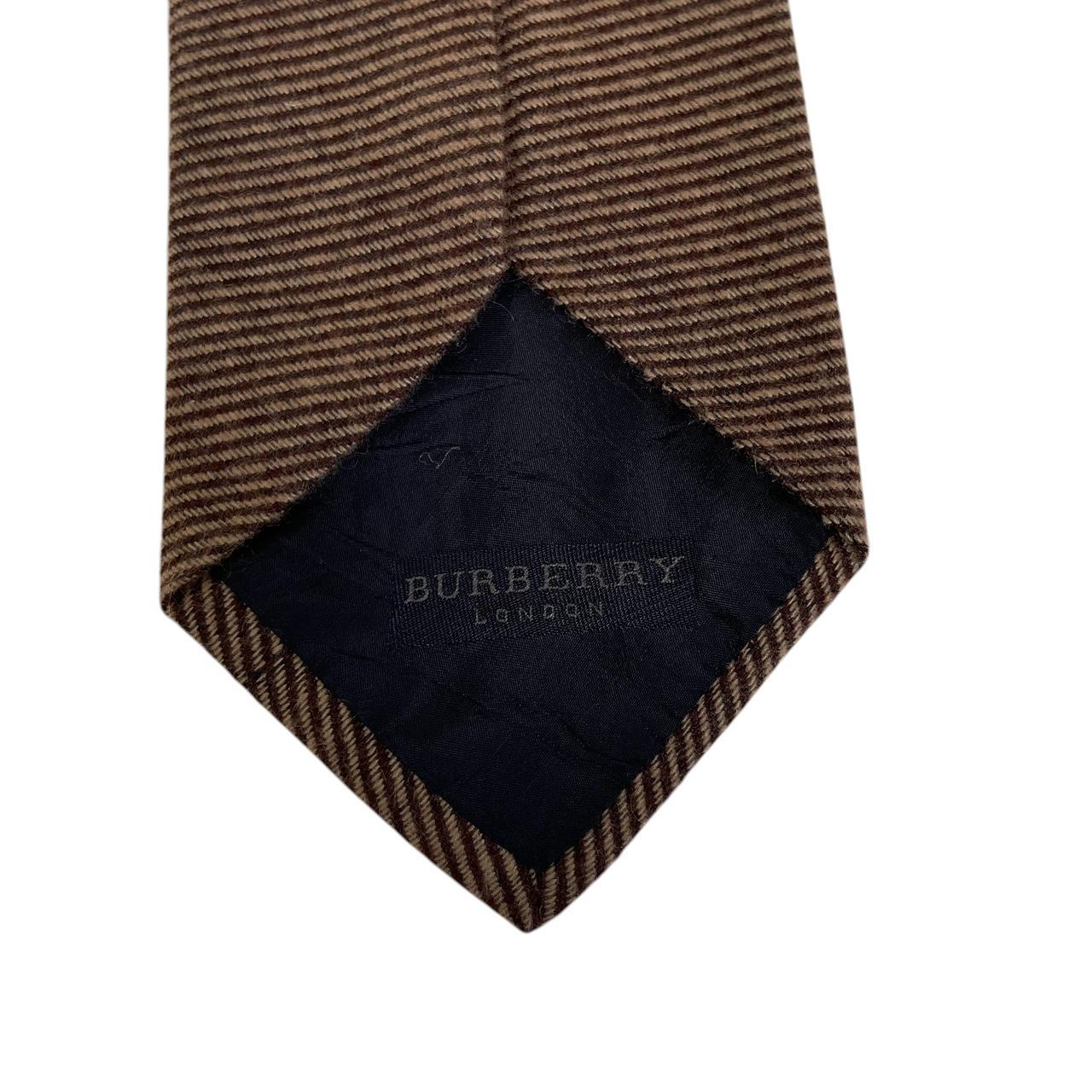 Vintage Burberry London Brown Striped Cashmere/Silk Tie