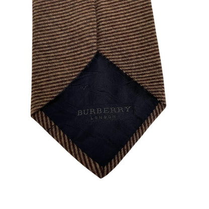 Vintage Burberry London Brown Striped Cashmere/Silk Tie