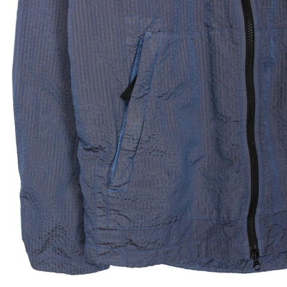 Stone Island AW 2020 Blue Seersucker Weft Nylon Metal Overshirt Jacket