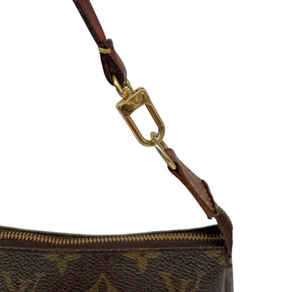 Louis Vuitton brown messenger bag with monogram pattern and gold-tone hardware.