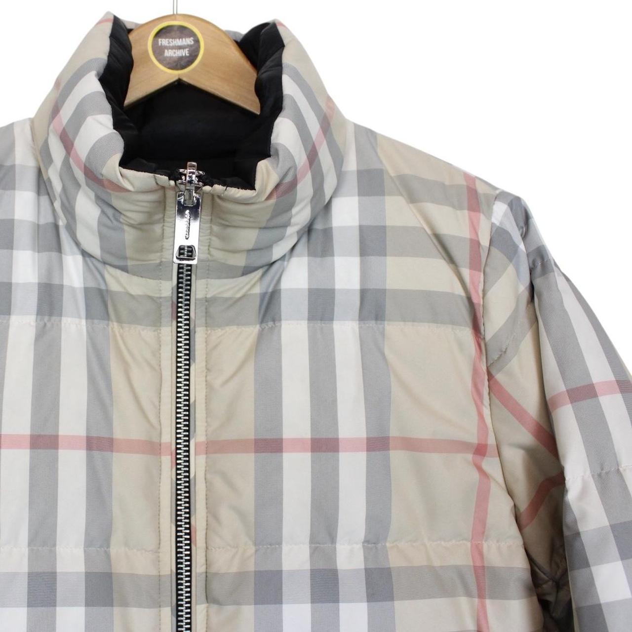 Burberry Beige and Black Nova Check Full Zip Reversible Down Puffer Jacket