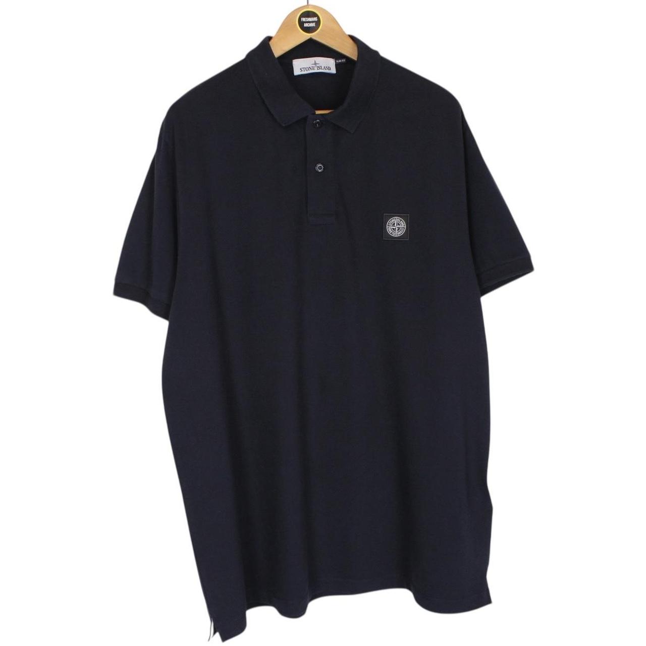 Stone Island Navy Blue Short Sleeve Compass Cotton Polo Shirt