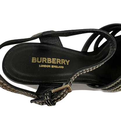 Burberry Black Leather Wedge Platform High Heels