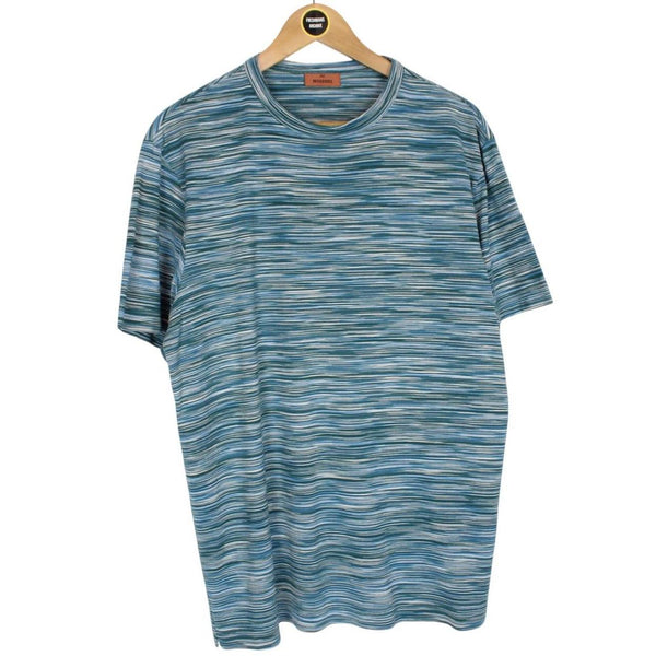 Missoni Green Striped Short Sleeve Cotton T-Shirt