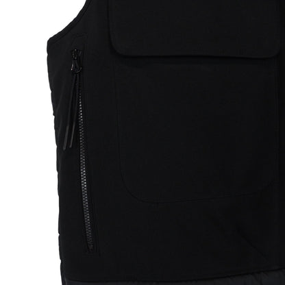 CP Company black goggle gilet with logo detail and shell material.