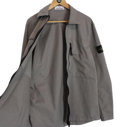 Stone Island SS 2024 Grey Full Zip Cotton Overshirt Jacket
