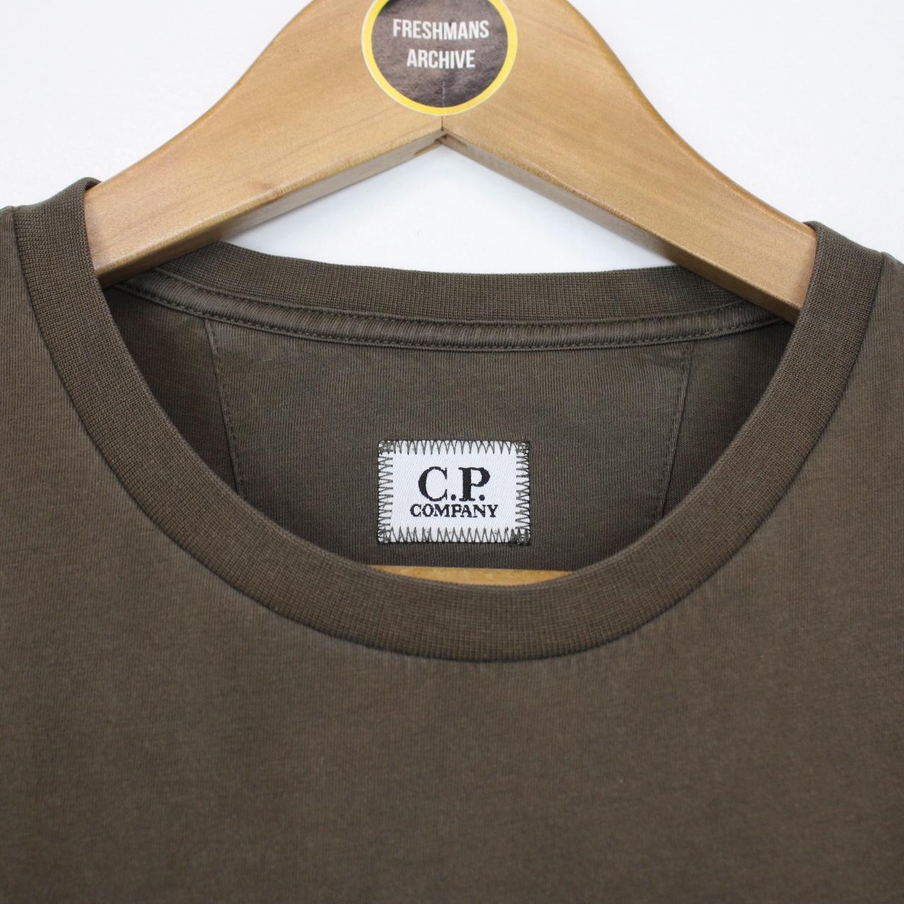 CP Company Khaki Brown Block Logo Short Sleeve T-Shirt
