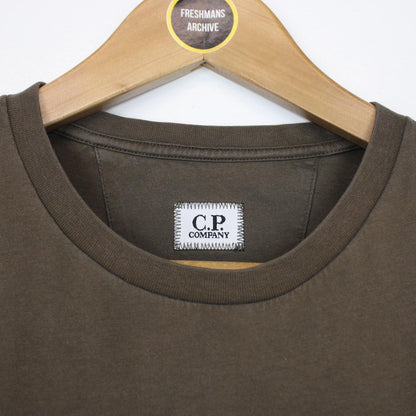 CP Company Khaki Brown Block Logo Short Sleeve T-Shirt