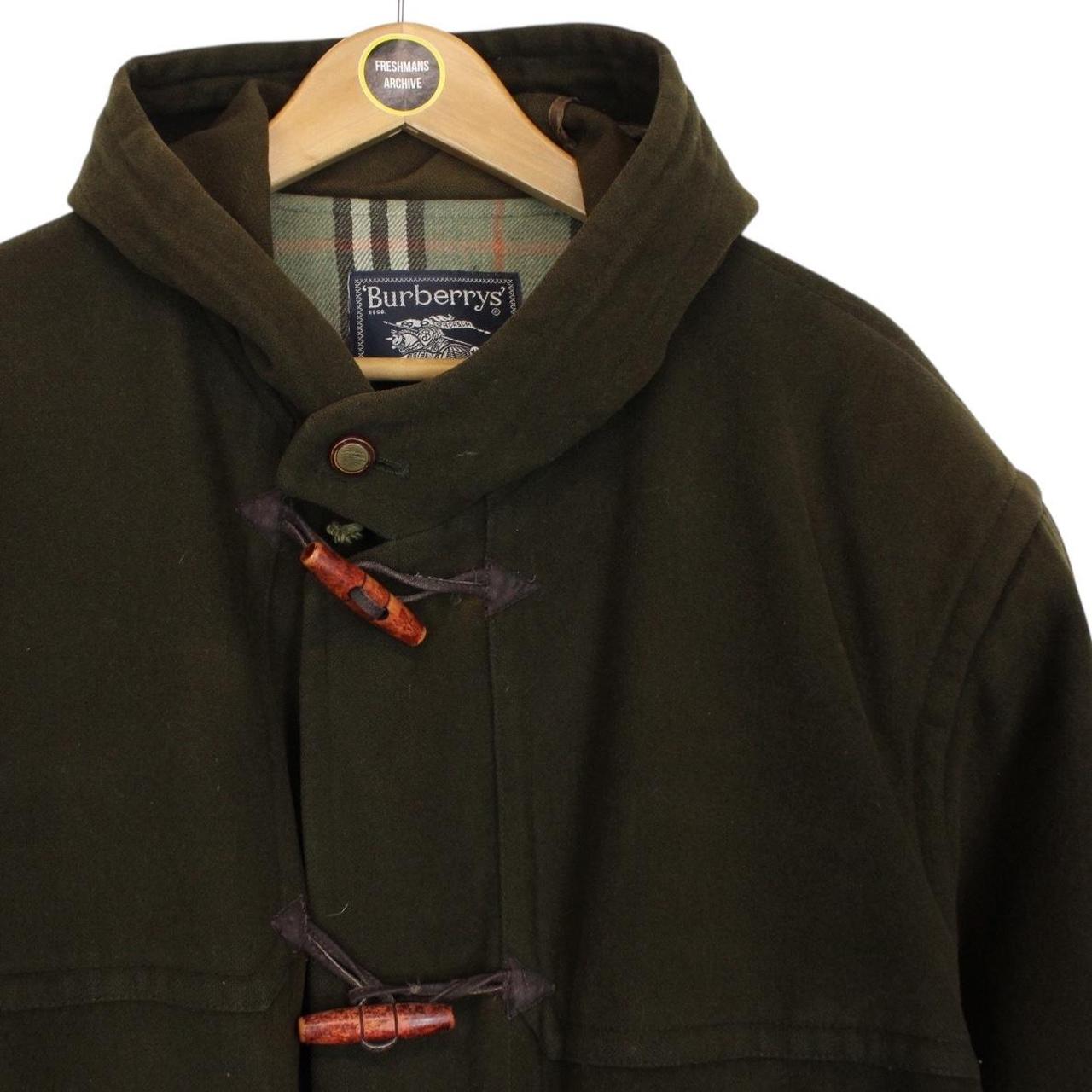 Vintage 80s Burberry Khaki Green Nova Check Wool Duffle Coat