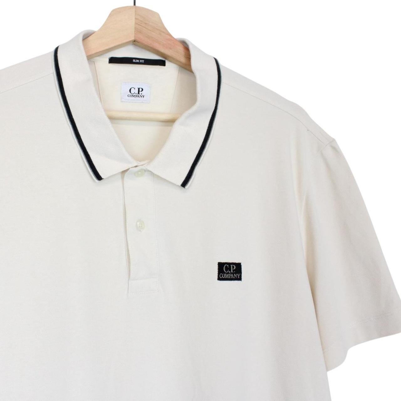 CP Company Cream Short Sleeve Cotton Polo Shirt