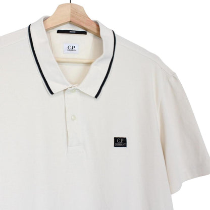 CP Company Cream Short Sleeve Cotton Polo Shirt