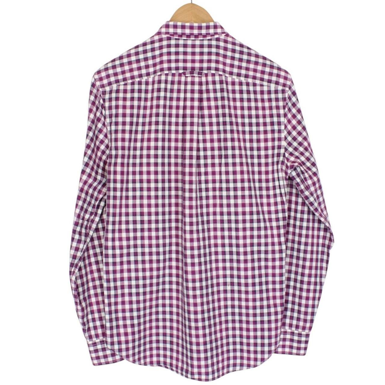 Burberry Brit Purple and White Check Long Sleeve Cotton Shirt