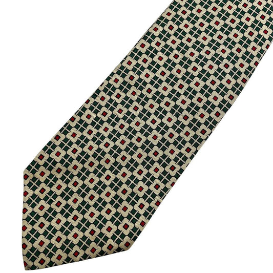 Polo Ralph Lauren yellow silk tie with geometric print design and logo detail.