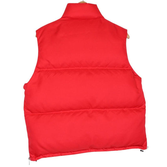 Versace Red and White Logo Embroidered Full Zip Down Gilet