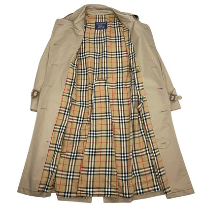 Vintage 90s Burberry Tan Brown Nova Check Double Breasted Belted Trench Coat