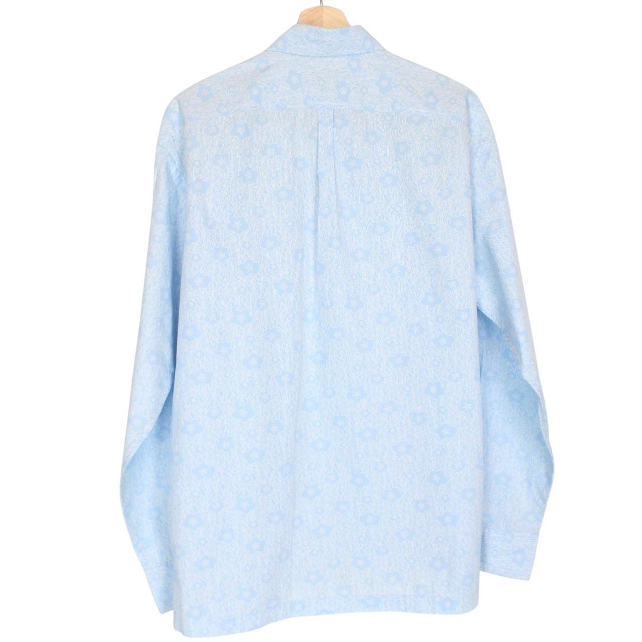 Paul Smith blue long sleeve shirt with floral print, cotton material, size medium.