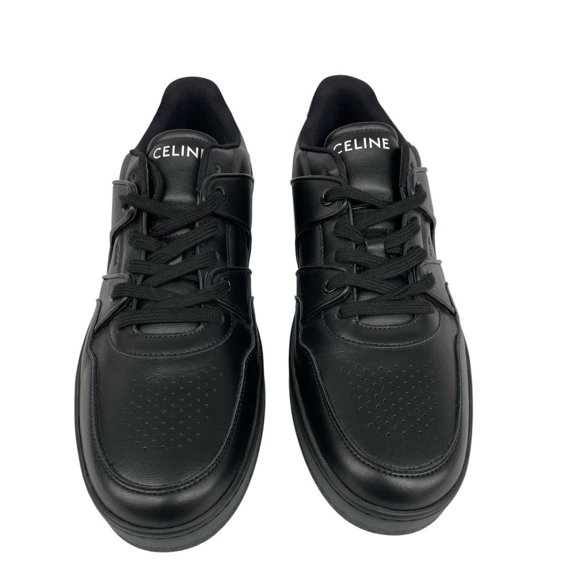 CELINE black trainers smooth calfskin leather with logo detail and original dust bags.