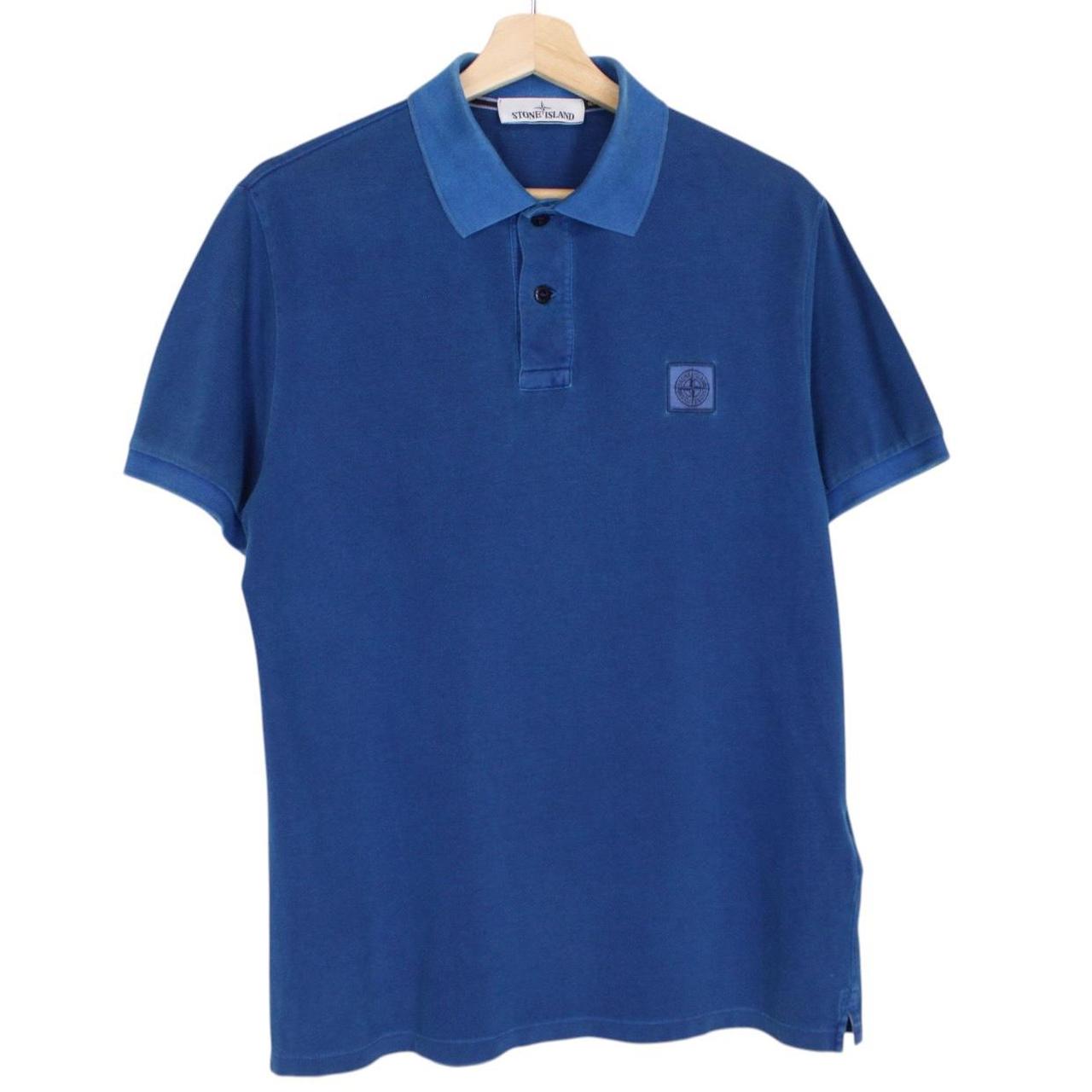 Stone Island AW 2017 Blue Short Sleeve Compass Cotton Polo Shirt
