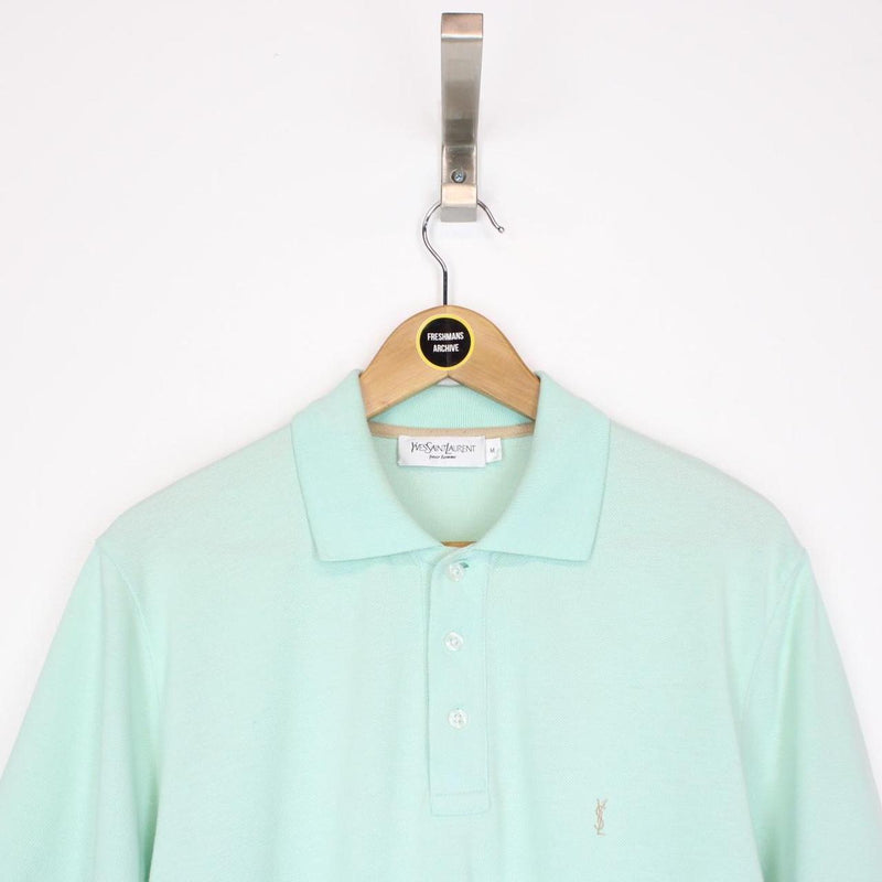Vintage 00s Yves Saint Laurent Green Short Sleeve Polo Shirt