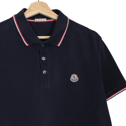 Moncler Maglia Manica Corta Navy Blue Short Sleeve Cotton Polo Shirt