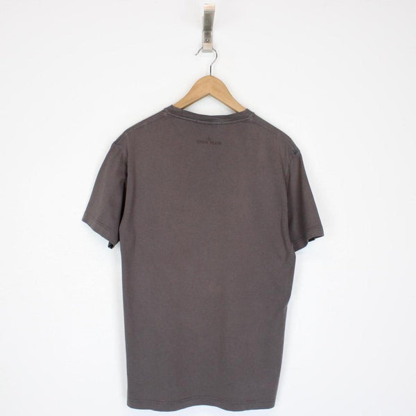 Stone Island SS 2019 Brown Short Sleeve Reflective Logo Print Cotton T-Shirt